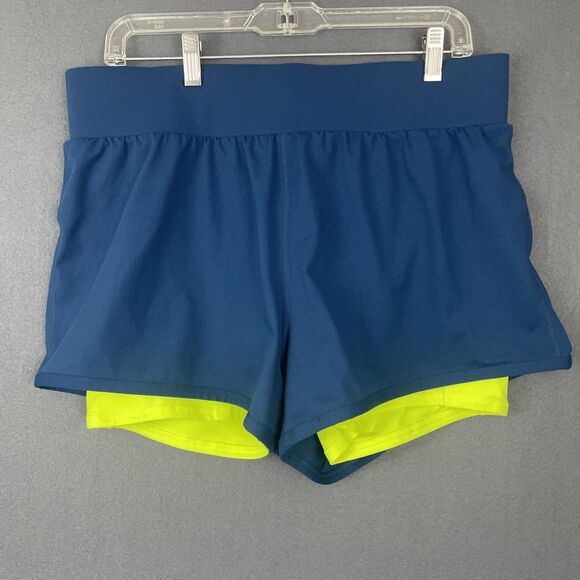 FABLETICS Olesia Pacific Blue/Neon Shorts With Compression Under Layer Size XL - Picture 1 of 5